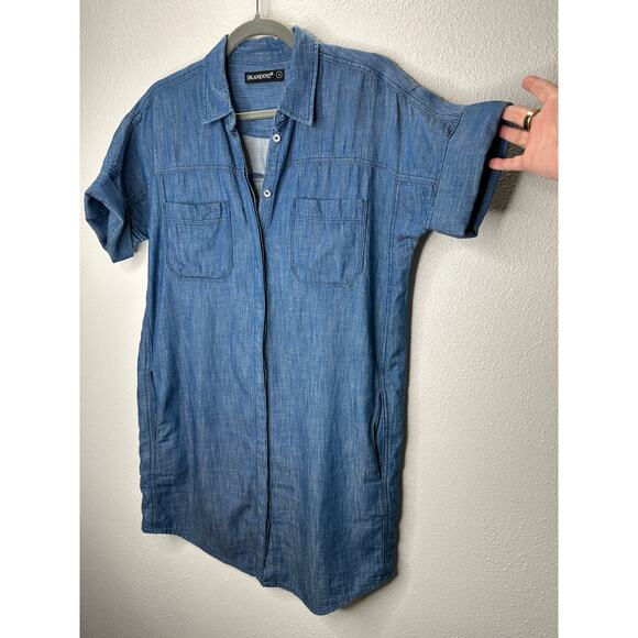 Blank NYC Medium Blue Denim Short Sleeve Pocket Jean Shirt Dress S - Picture 5 of 14